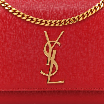 Saint Laurent Grain De Poudre Medium Monogram Kate Satchel Red 8 of 10