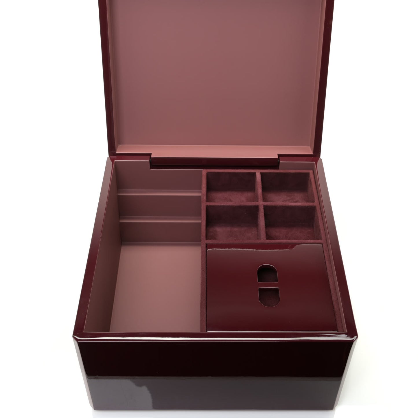 Lacquered Wood Smooth Taurillon Facettes Jewelry Box