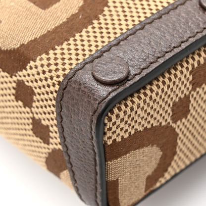 Gucci Monogram Jumbo GG Textured Dollar Calfskin Mini Horsebit 1955 Crossbody Bag Camel Ebony New Acero 11 of 11