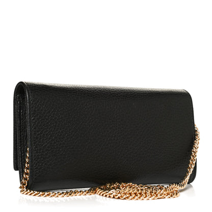 Gucci Calfskin Petite GG Marmont Wallet Chain Bag Black 3 of 12