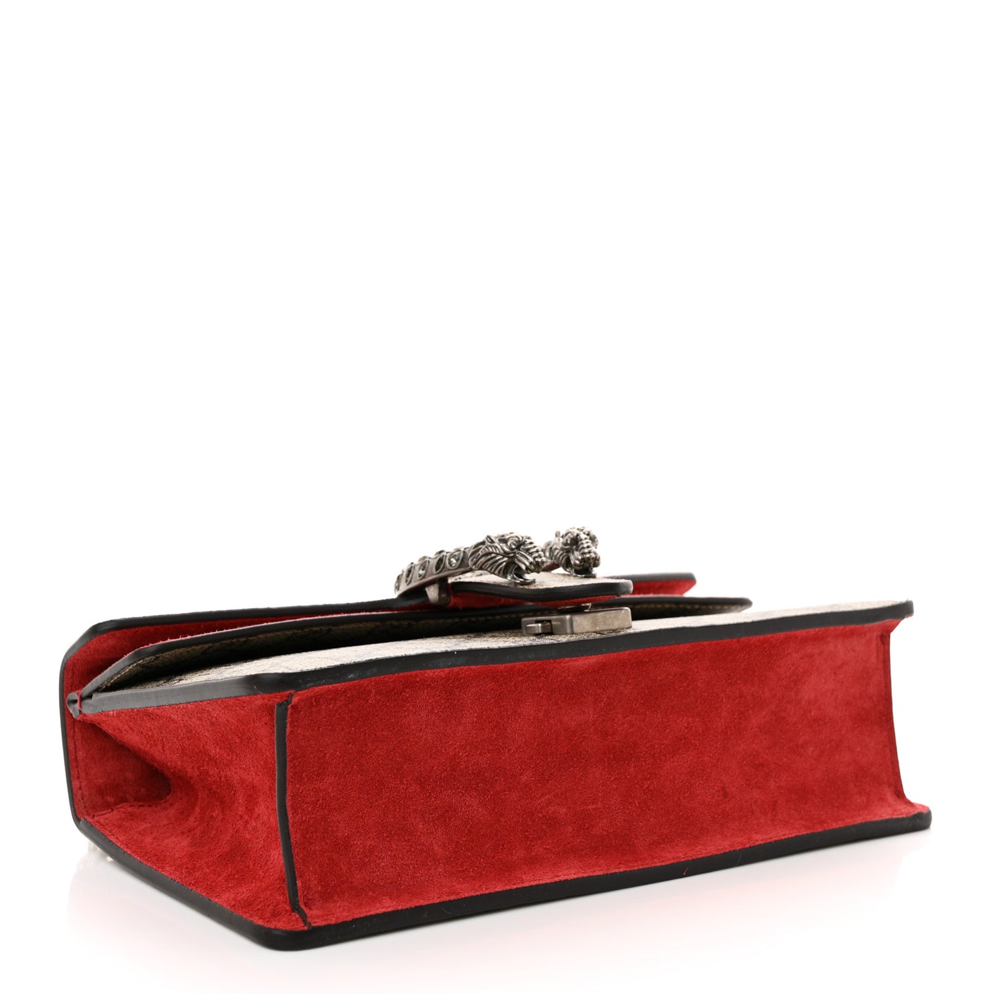 GG Supreme Monogram Suede Crystal Small Dionysus Shoulder Bag Vulcanic Red