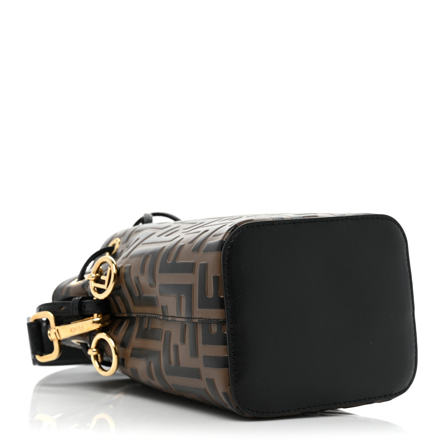 Vitello Liberty F is Fendi Bi-Color FF 1974 Embossed Mini Mon Tresor Bucket Bag Maya Black