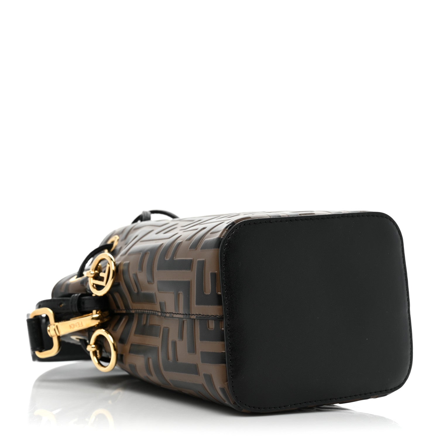 Fendi Vitello Liberty F is Fendi Bi-Color FF 1974 Embossed Mini Mon Tresor Bucket Bag Maya Black 4 of 8