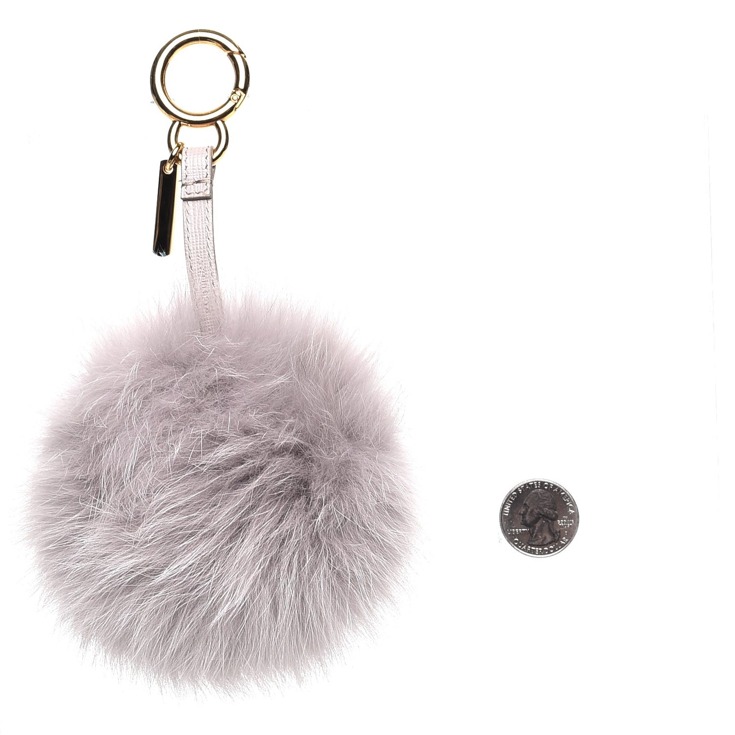 Fox Fur Vitello Elite Pom Pom Bag Charm Grigio Perla