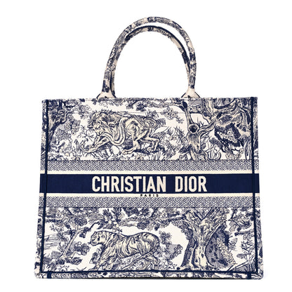 Christian Dior Canvas Embroidered Large Dioriviera Toile De Jouy Book Tote Blue 1 of 8