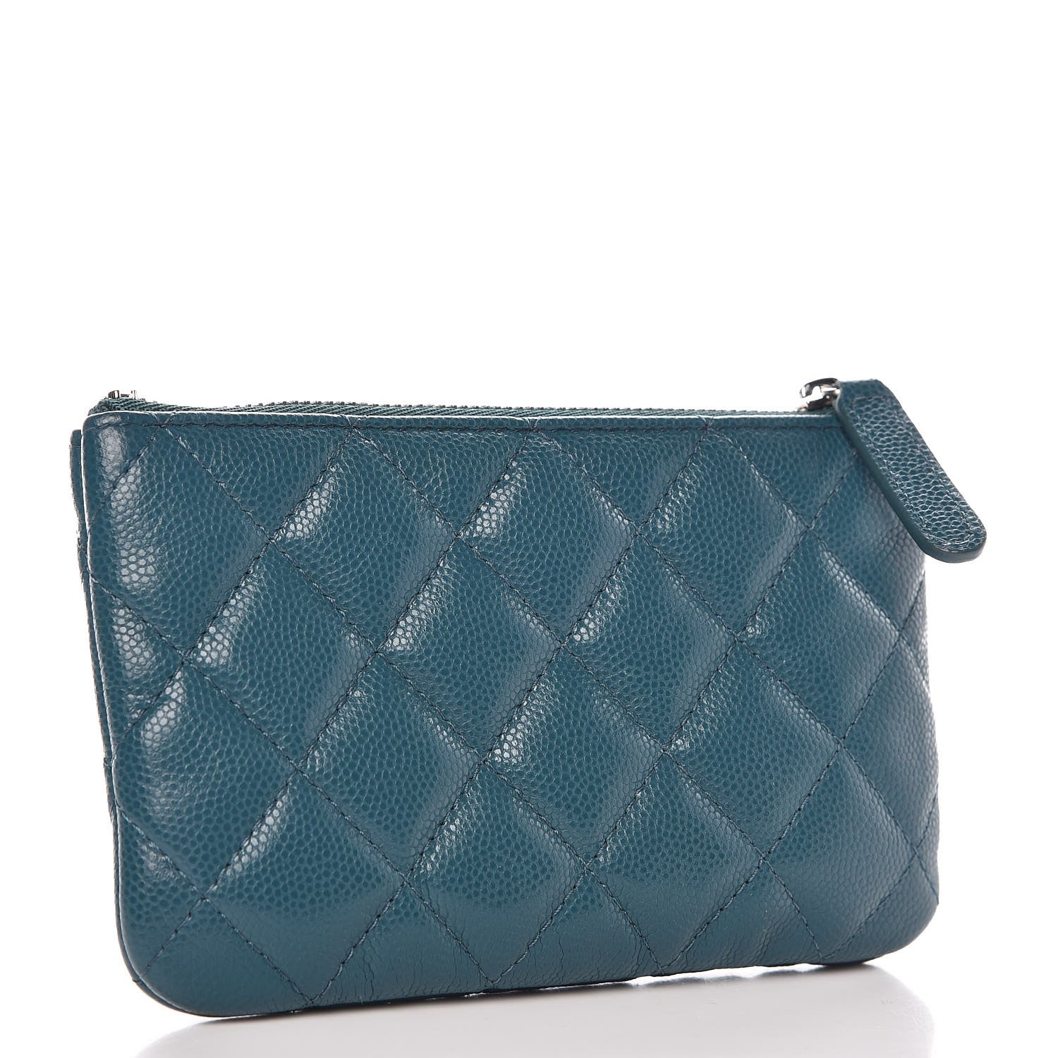 Chanel Caviar Quilted Small Cosmetic Case Dark Turquoise 3 of 8