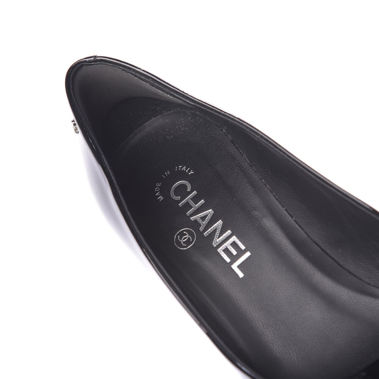 Chanel Patent Calfskin Cap Toe CC Pearl Pumps 37.5 Black 8 of 10
