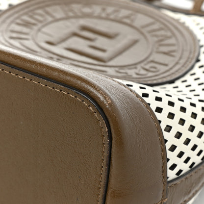 Fendi Vitello Liberty Glossy Lambskin F is Fendi Perforated Mini Mon Tresor Bucket Bag White Ice Rust Maya 8 of 14