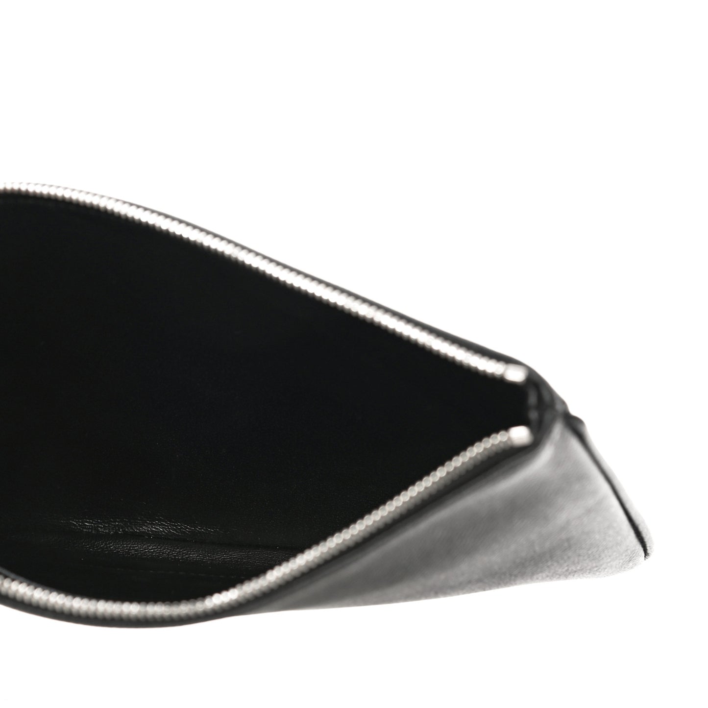 Calfskin Ville Logo Zip Pouch Black