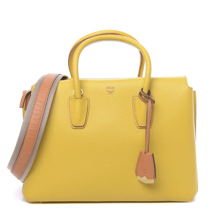 MCM Grained Calfskin Medium Milla Tote Yellow 1 of 8