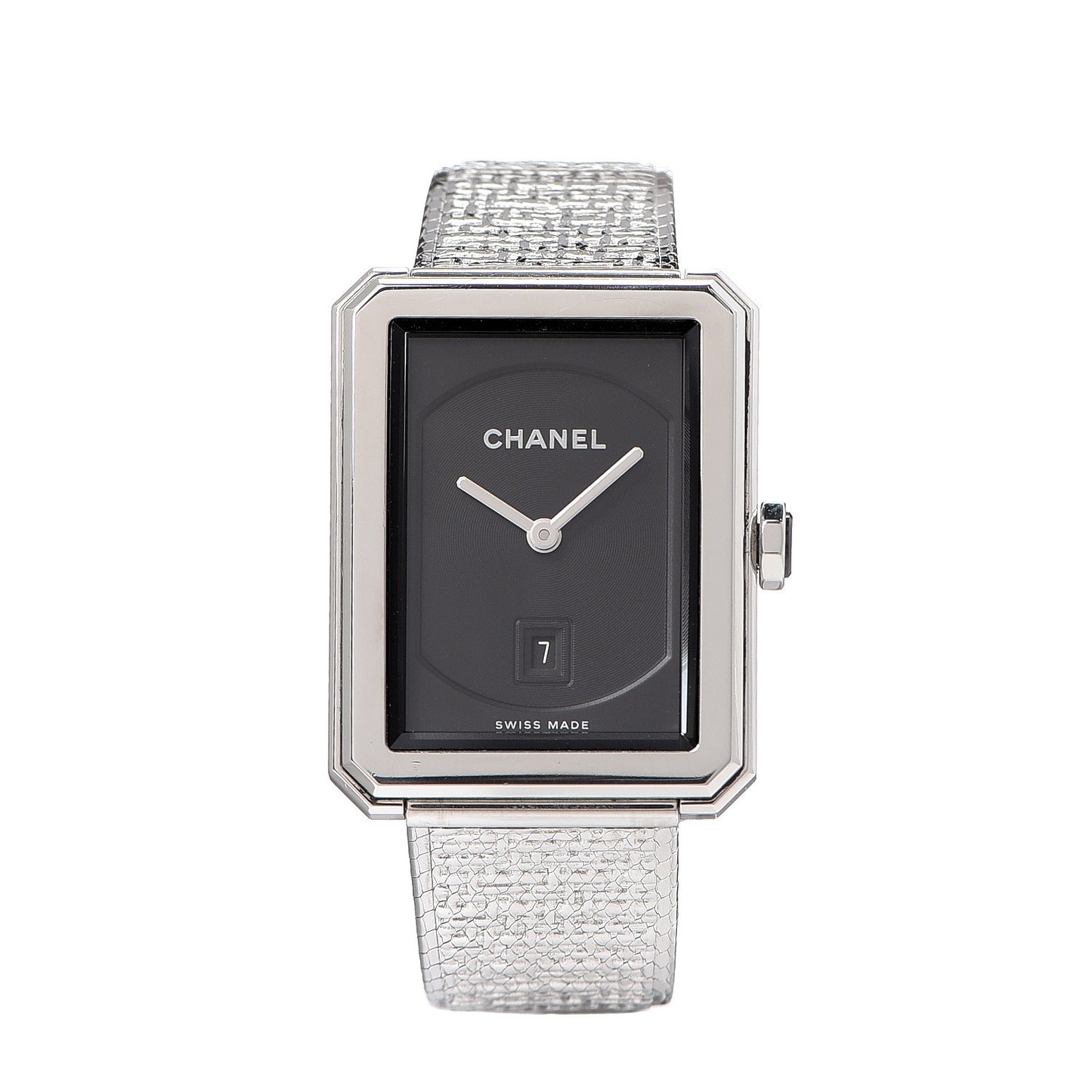 Stainless Steel 26mm Boy-friend Tweed Quartz Watch Black