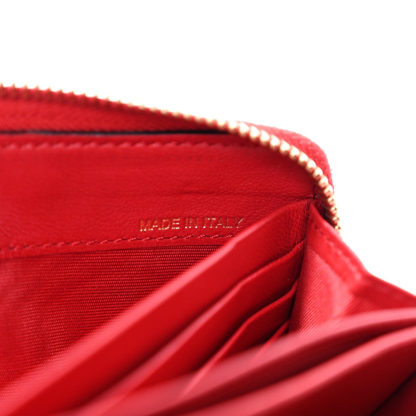 Nappa Rockstud Spike Zip Around Wallet Rubino