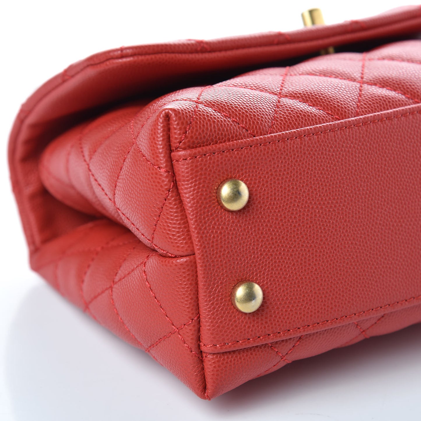 Caviar Quilted Mini Coco Handle Flap Red