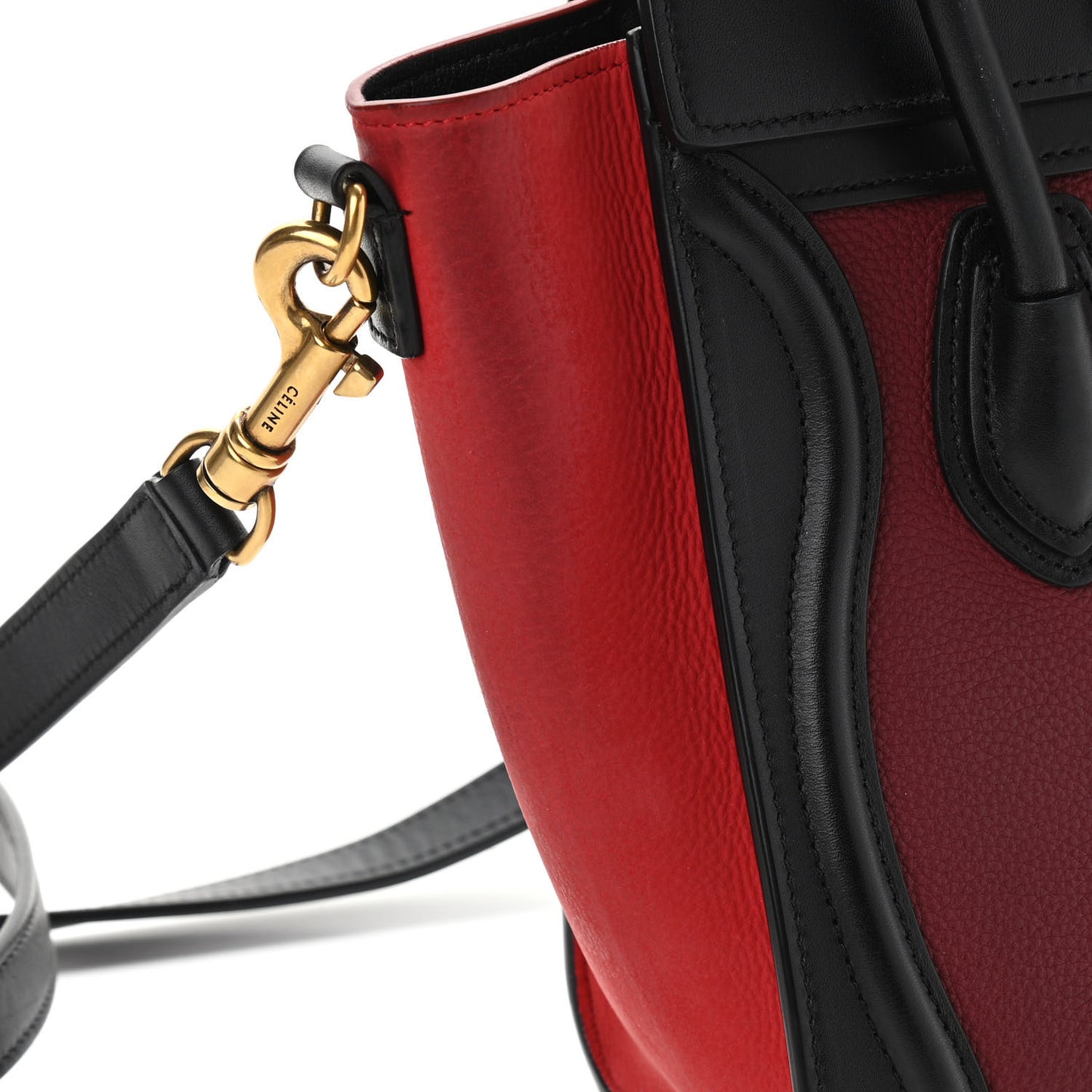 Drummed Calfskin Nubuck Nano Tri-Color Luggage Burgundy