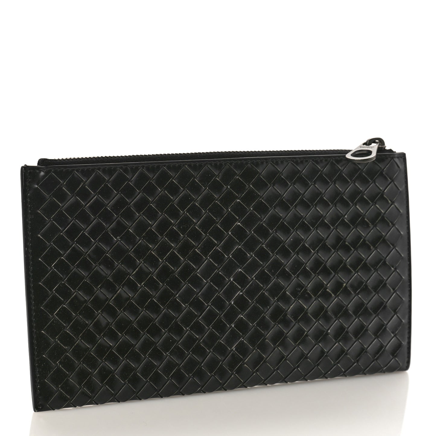 Nappa Intrecciato Flat Zip Pouch Black