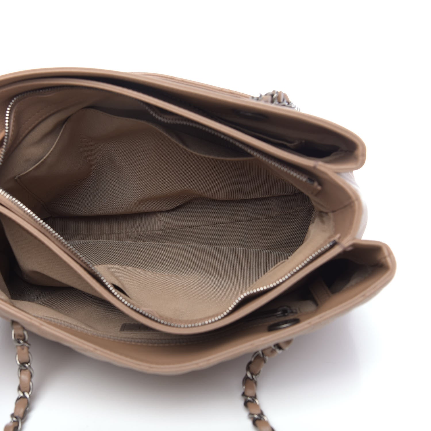 Chanel Grained Calfskin Quilted Large Zipped Shopping Tote Taupe 5 of 13