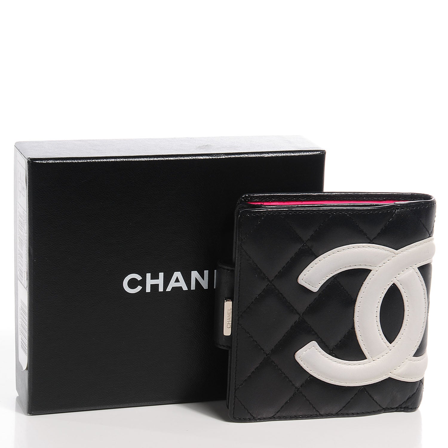 Chanel Calfskin Quilted Cambon Bi-Fold Wallet Black White 8 of 8
