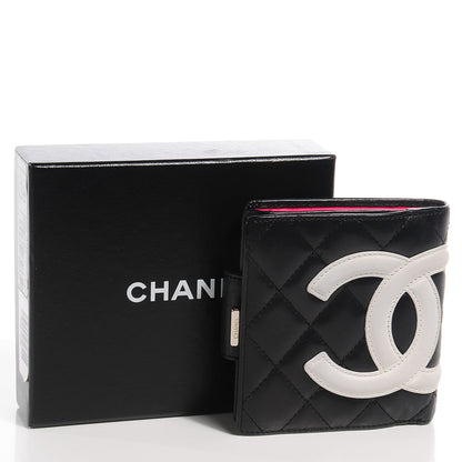 Chanel Calfskin Quilted Cambon Bi-Fold Wallet Black White 8 of 8