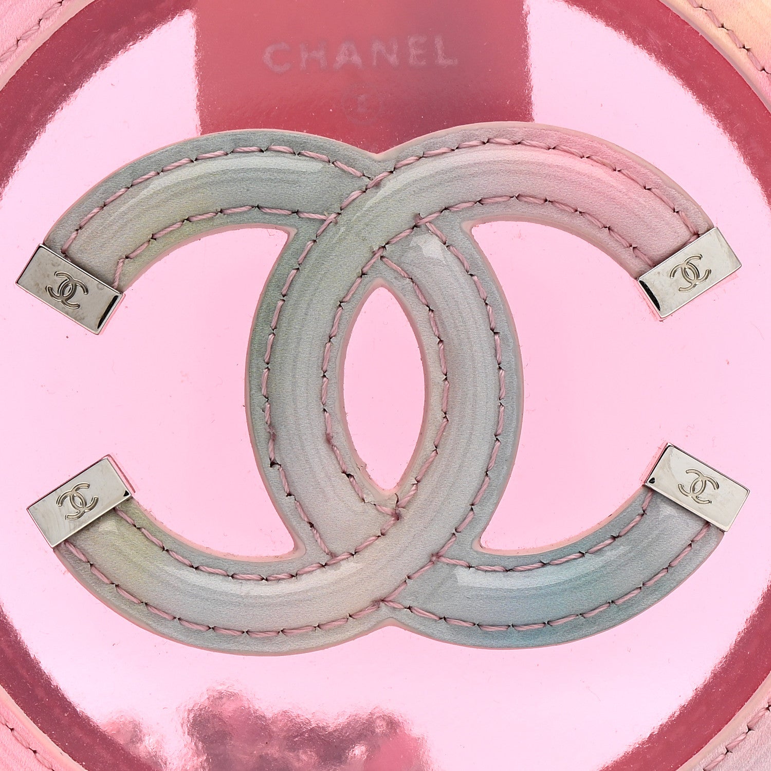Chanel PVC Lambskin Filigree Round Clutch With Chain Pink 8 of 10