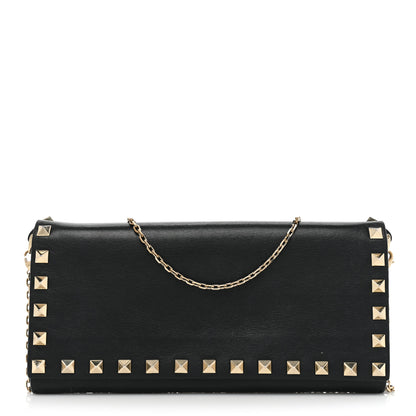 Valentino Garavani Vitello Rockstud Flap Wallet on Chain Black 1 of 27