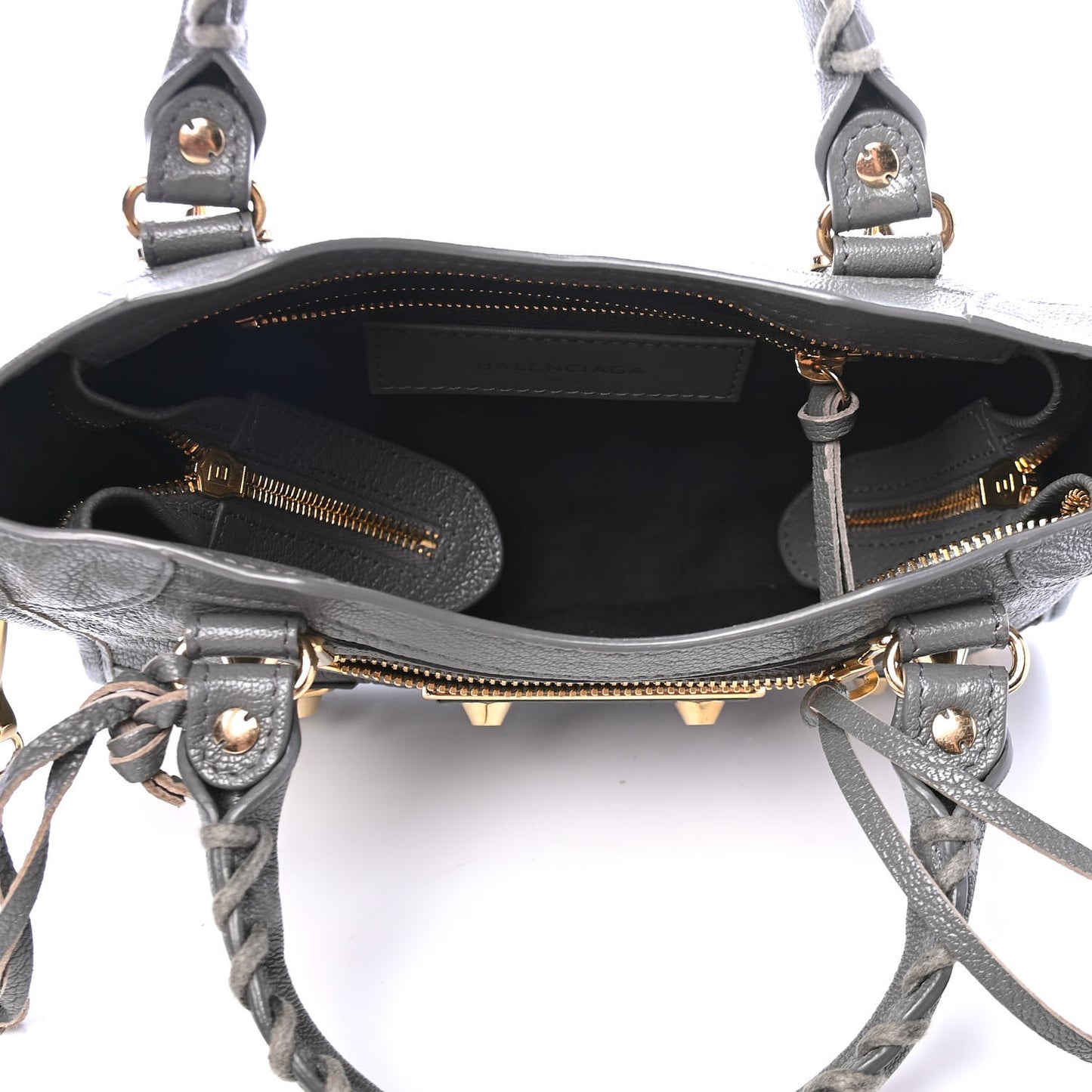 Chevre Gold Metallic Edge Hardware Mini City Gris Acier