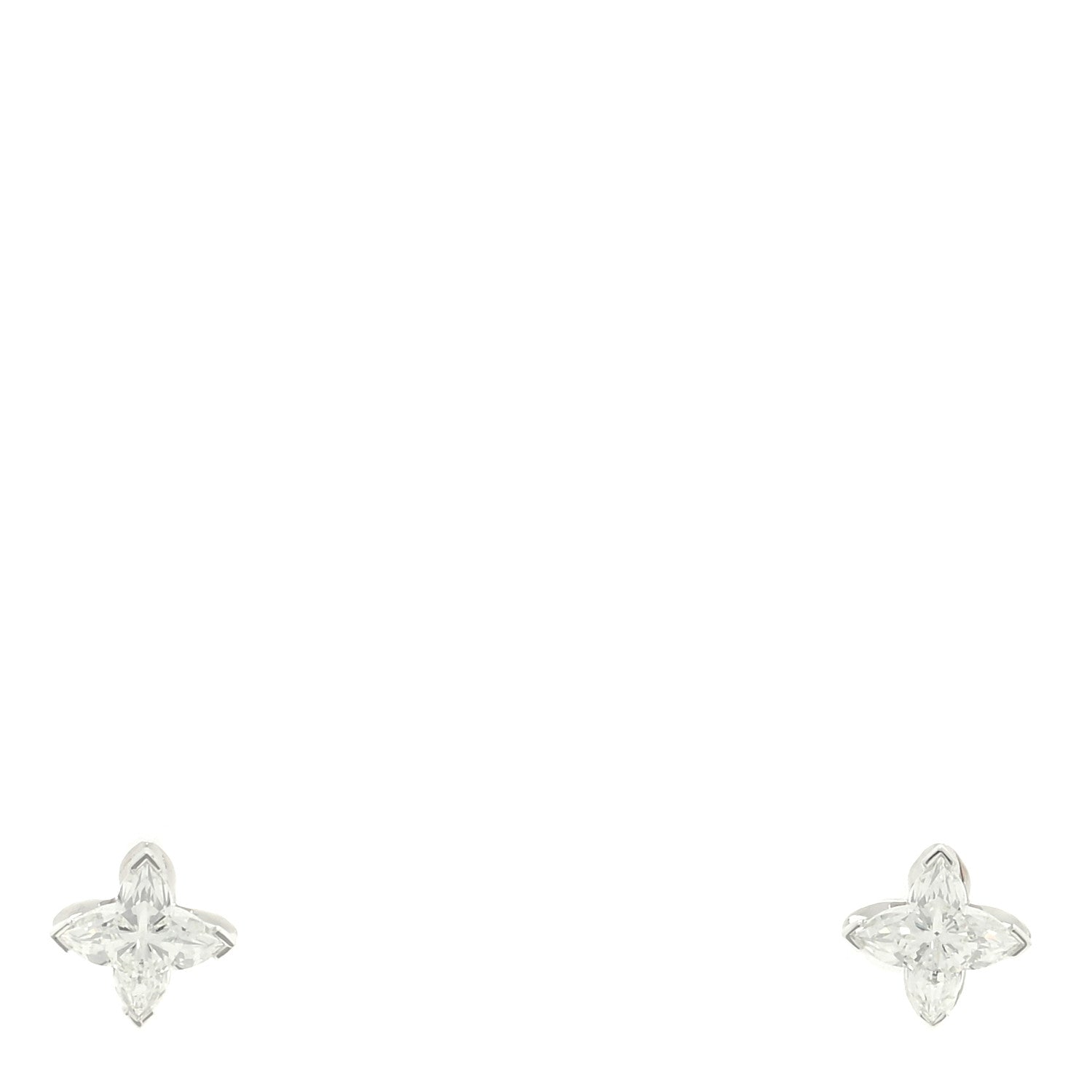 Louis Vuitton 18K White Gold Diamond LV Star Cut Stud Earrings 1 of 4