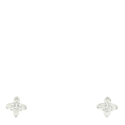 Louis Vuitton 18K White Gold Diamond LV Star Cut Stud Earrings 1 of 4