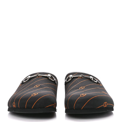 Gucci Vintage Jacquard Diagonal GG Horsebit Mens River Mule Slippers 13 Black Orange 2 of 11