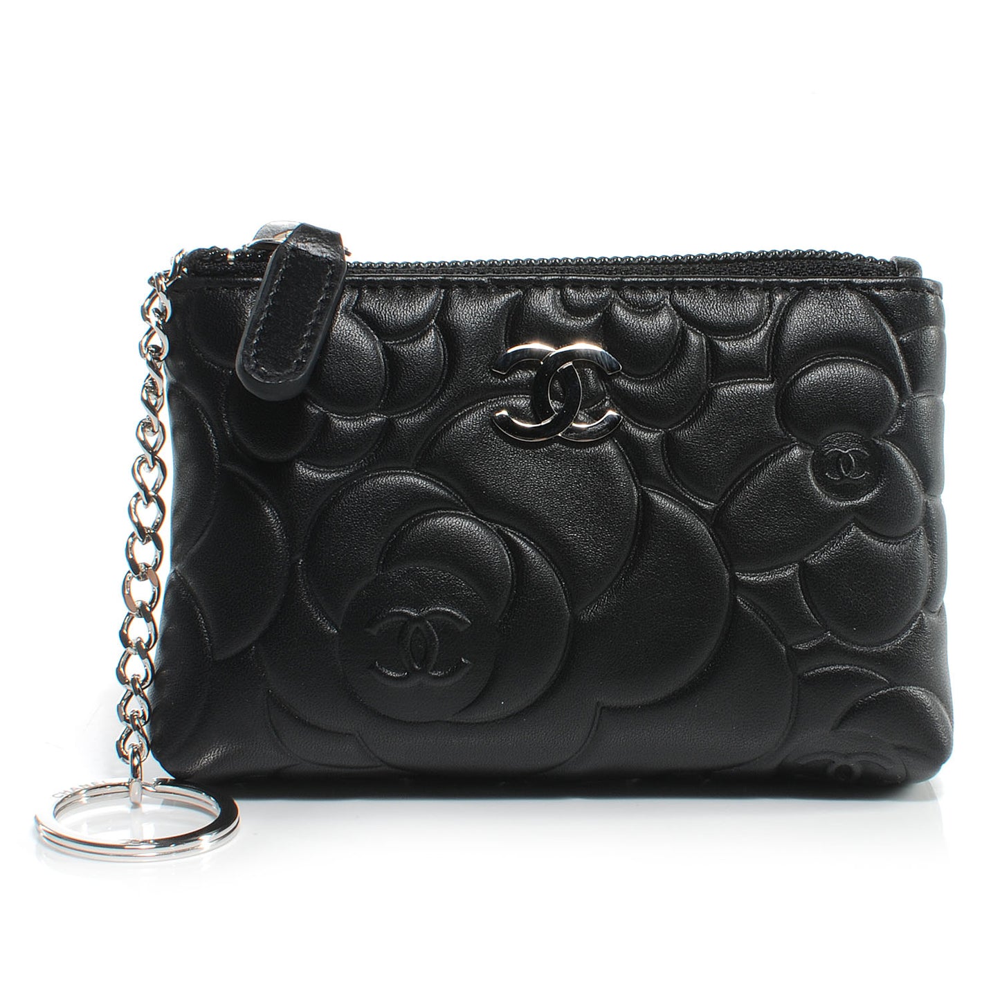 Lambskin Camellia Coin Purse Black