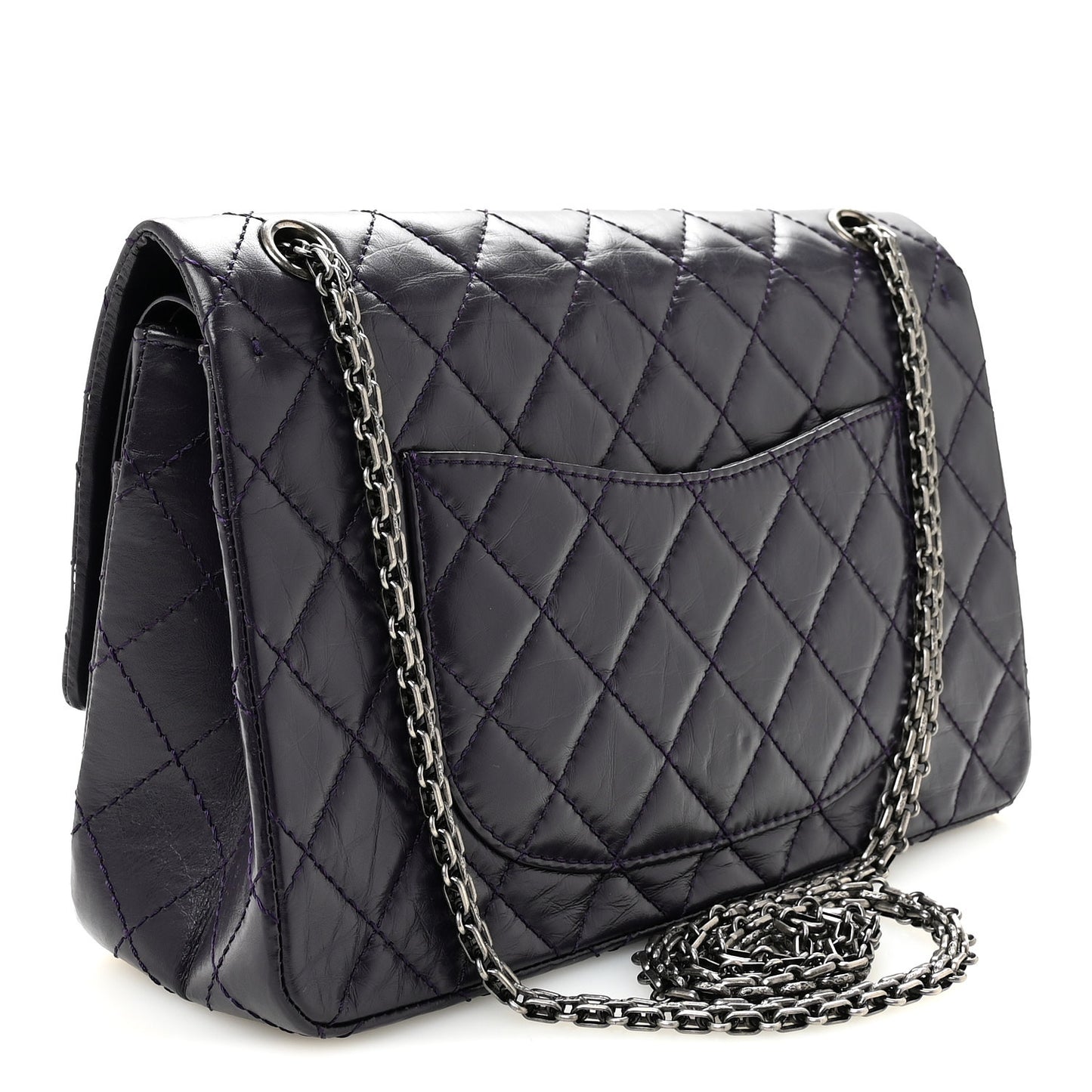 Aged Calfskin Quilted 2.55 Reissue 226 Flap Purple