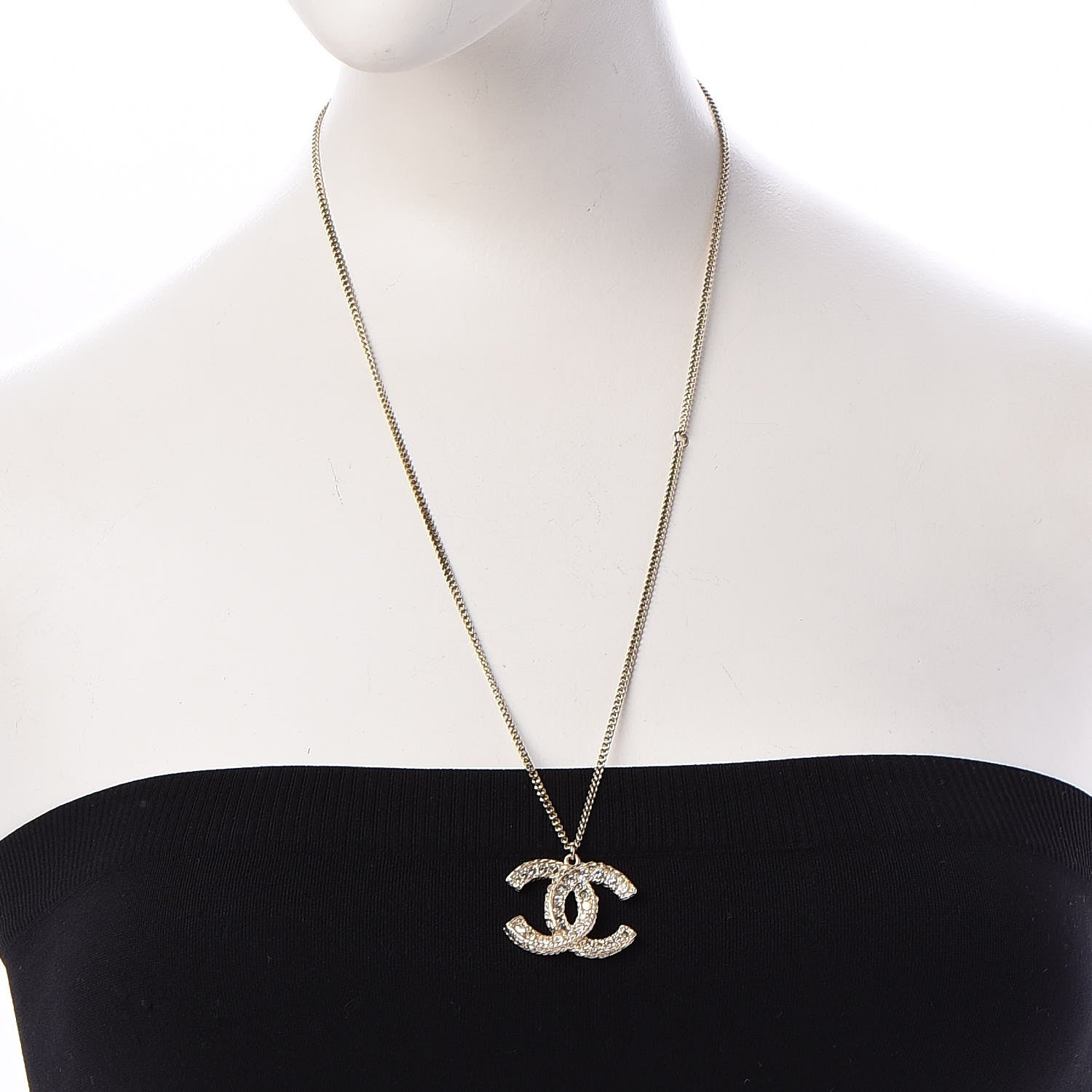 Chanel Baguette Crystal CC Necklace Light Gold 2 of 6