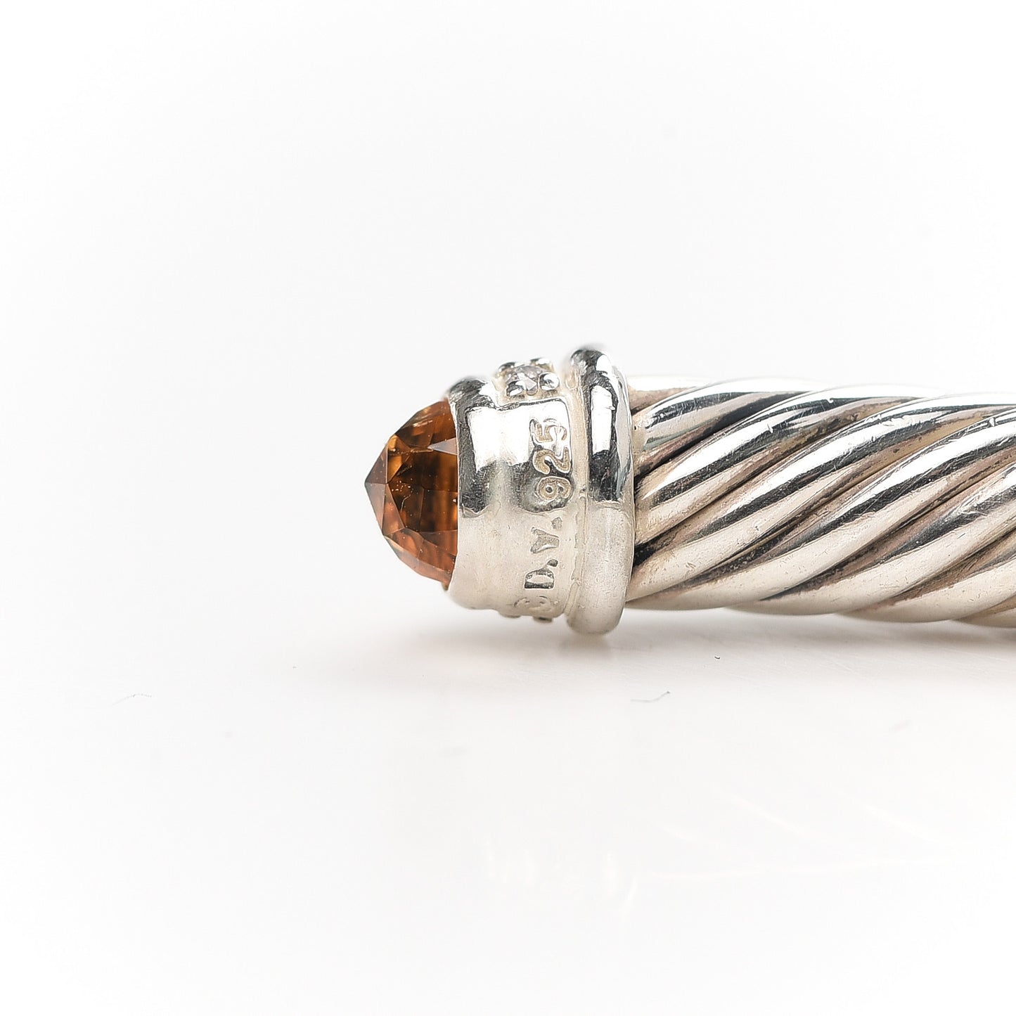 Sterling Silver Diamond Citrine 5mm Cable Classics Bracelet