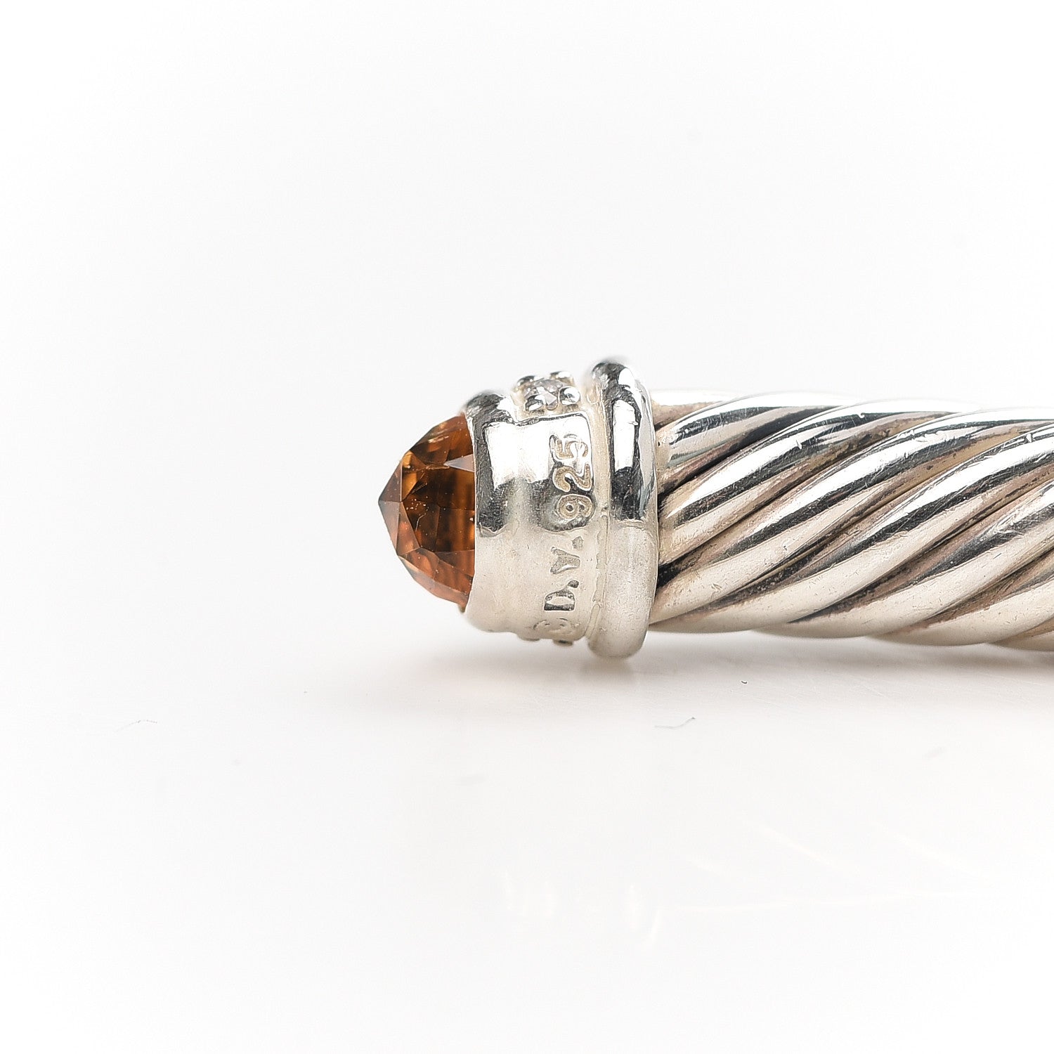 David Yurman Sterling Silver Diamond Citrine 5mm Cable Classics Bracelet 4 of 4