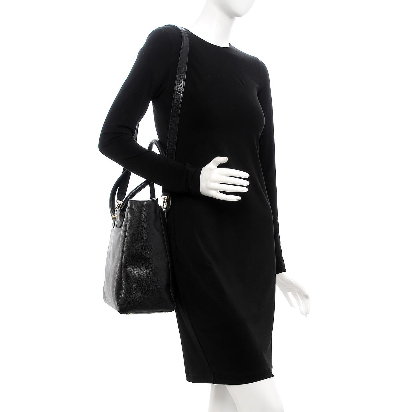 Calfskin Tall Cerf Tote Black