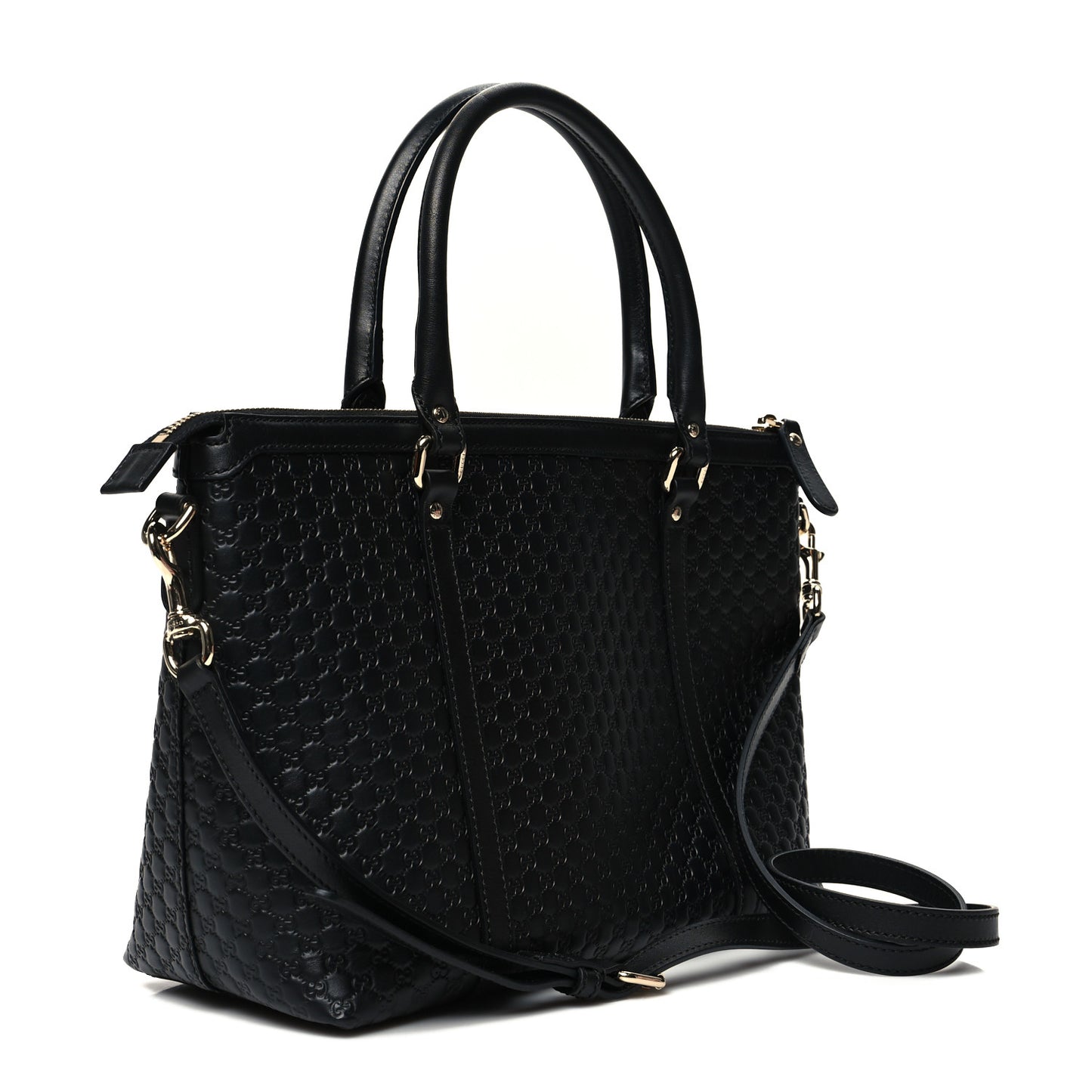 Soft Microguccissima Small Zippered Satchel Black
