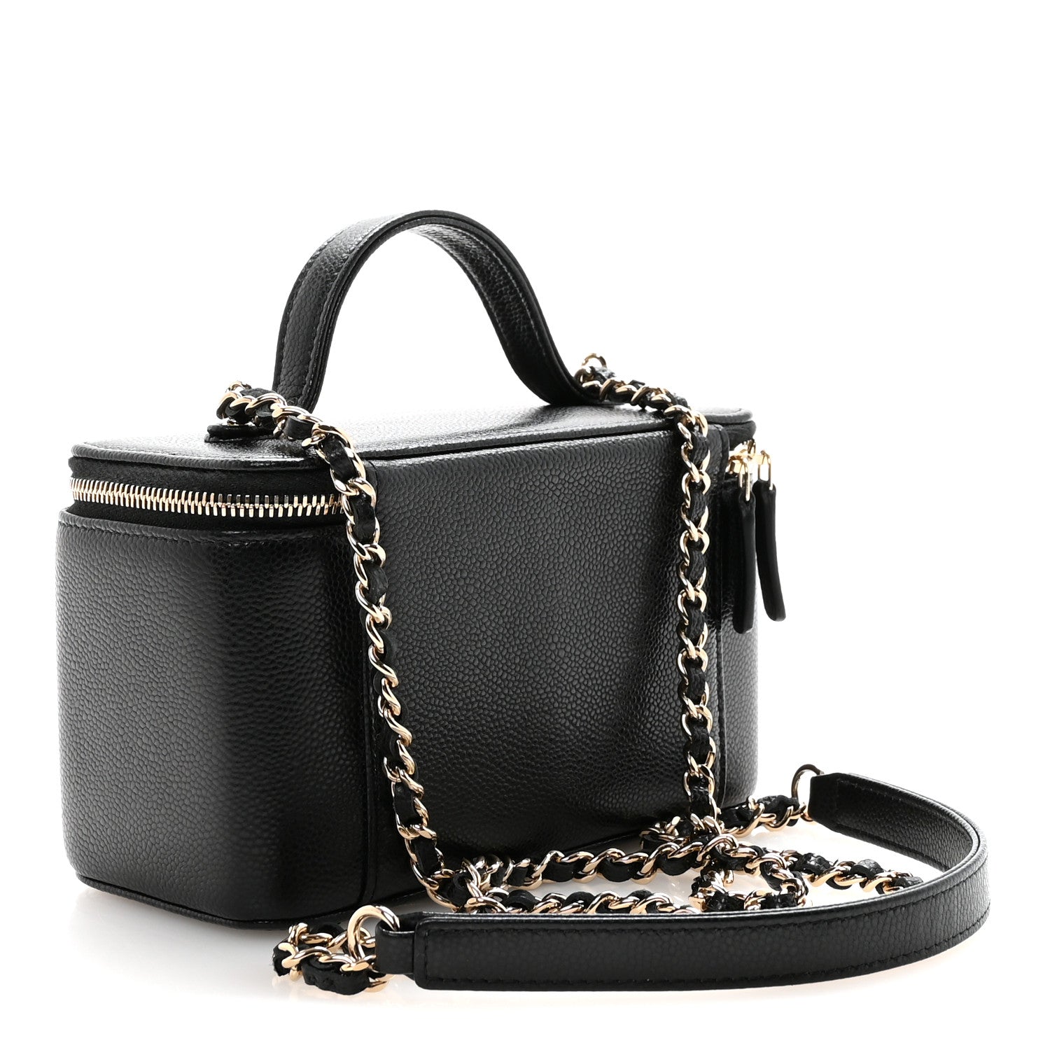 Chanel Caviar Quilted Top Handle Pocket Vanity Case Black 3 of 11