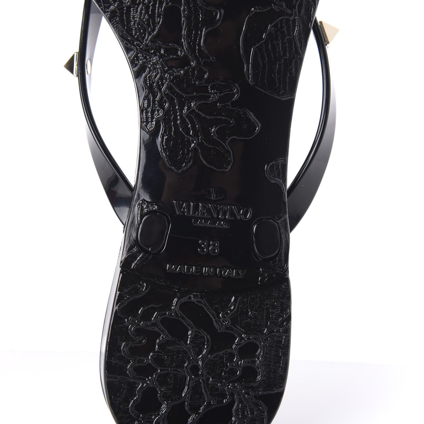 PVC Jelly Rockstud Bow Thong Sandals 38 Black