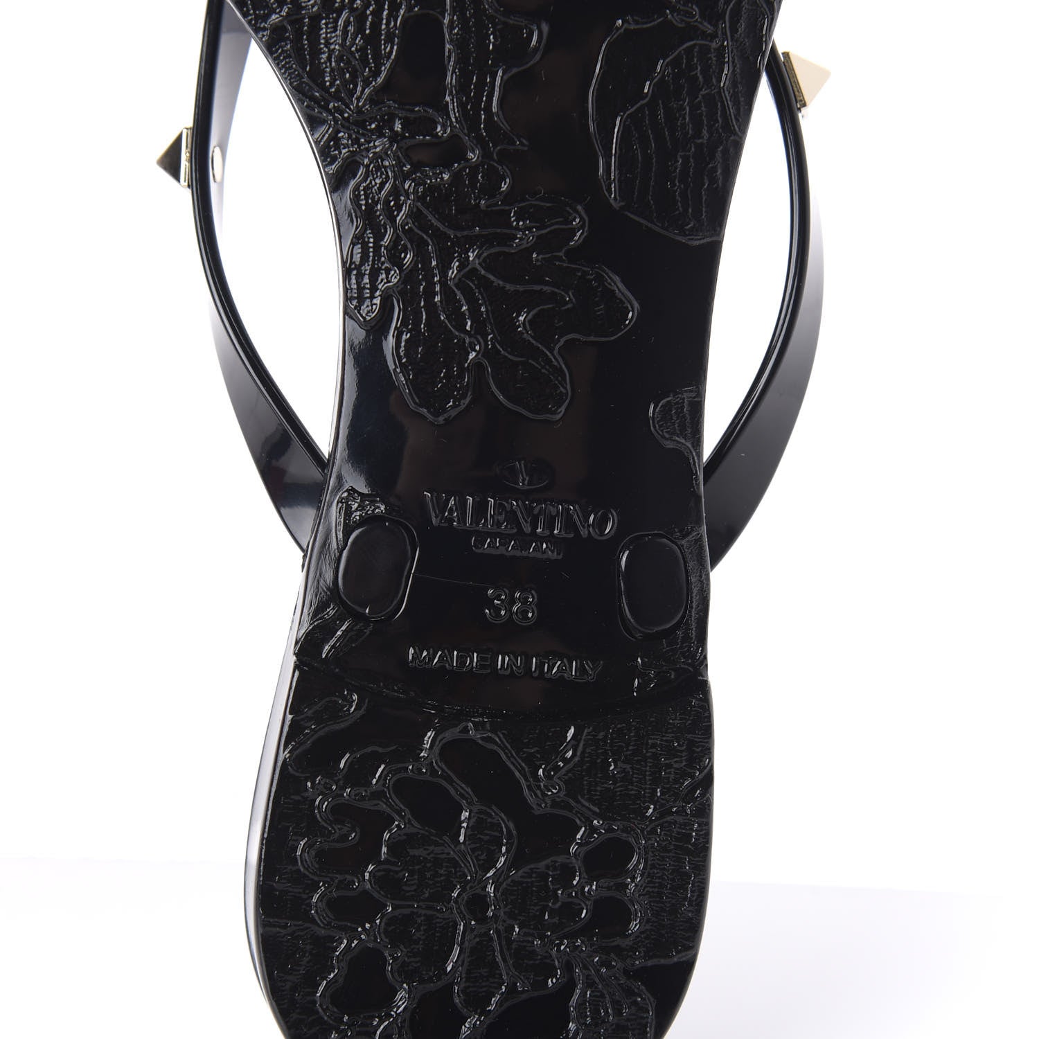 Valentino Garavani PVC Jelly Rockstud Bow Thong Sandals 38 Black 6 of 9