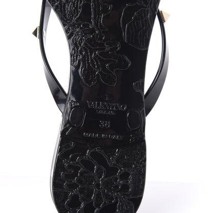 Valentino Garavani PVC Jelly Rockstud Bow Thong Sandals 38 Black 6 of 9