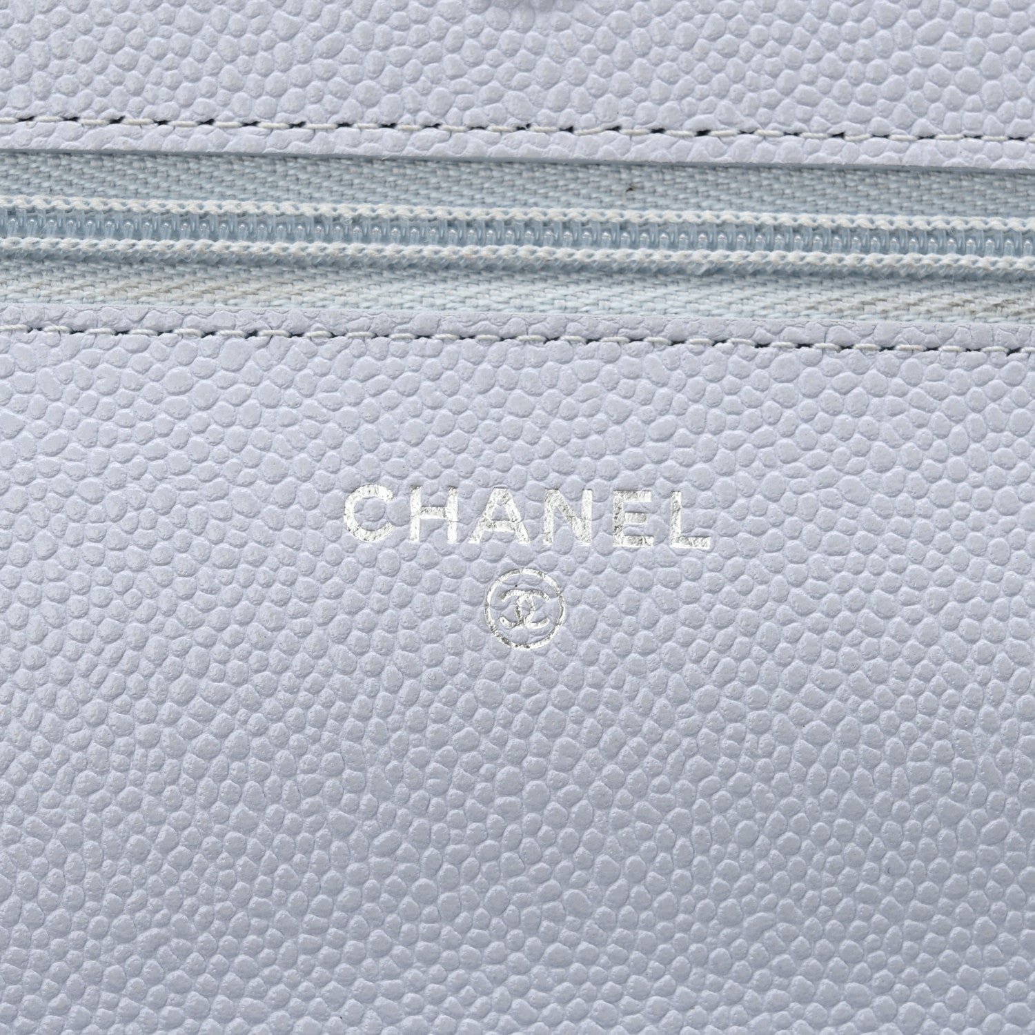 Chanel Caviar Quilted Wallet On Chain WOC Light Grey 6 of 11