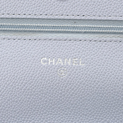 Chanel Caviar Quilted Wallet On Chain WOC Light Grey 6 of 11