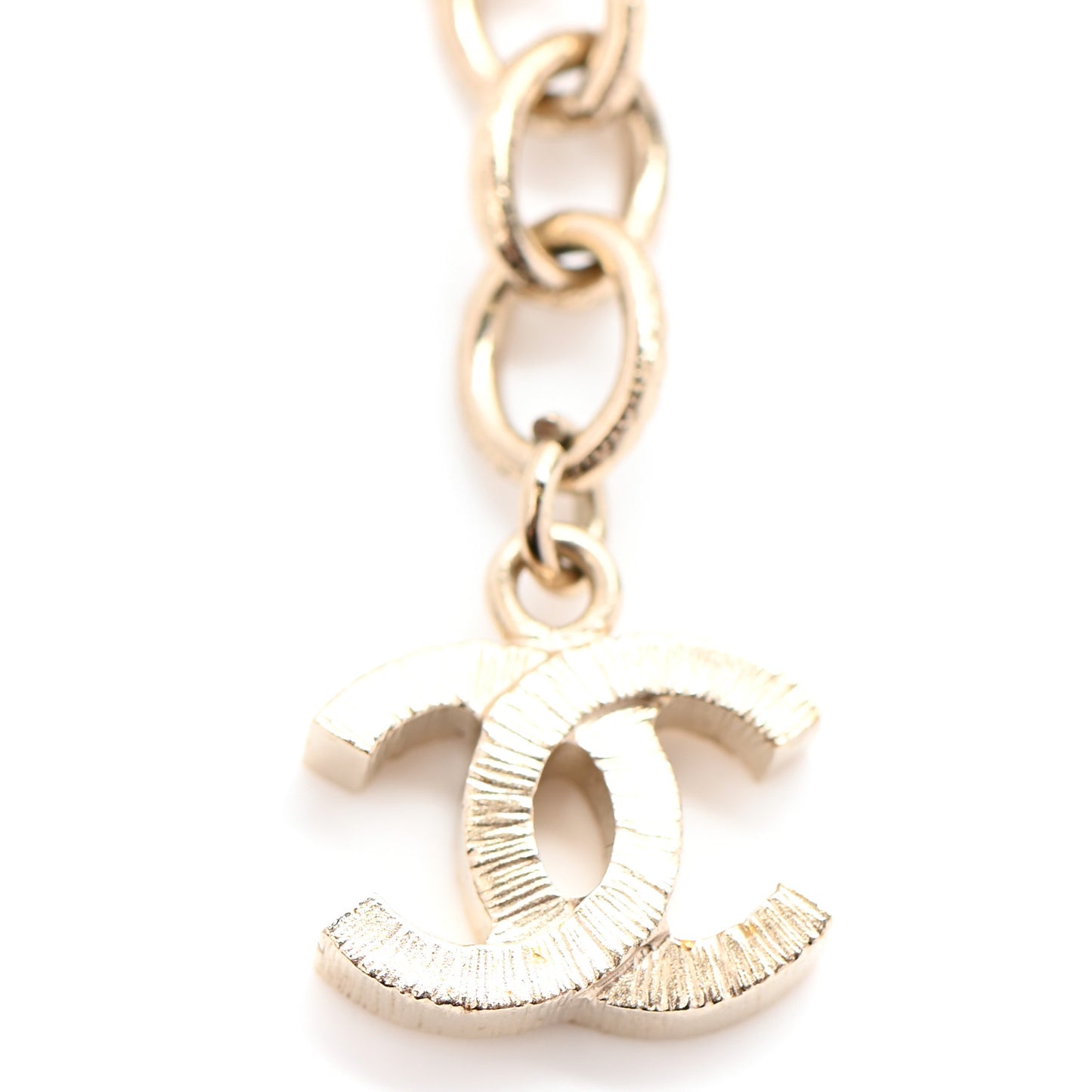 Lambskin Pearl Crystal Chain CC Fancy Belt White Gold