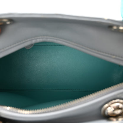 Christian Dior Lambskin Cannage Medium Bi-Color Lady Dior Grey Turquoise 6 of 13