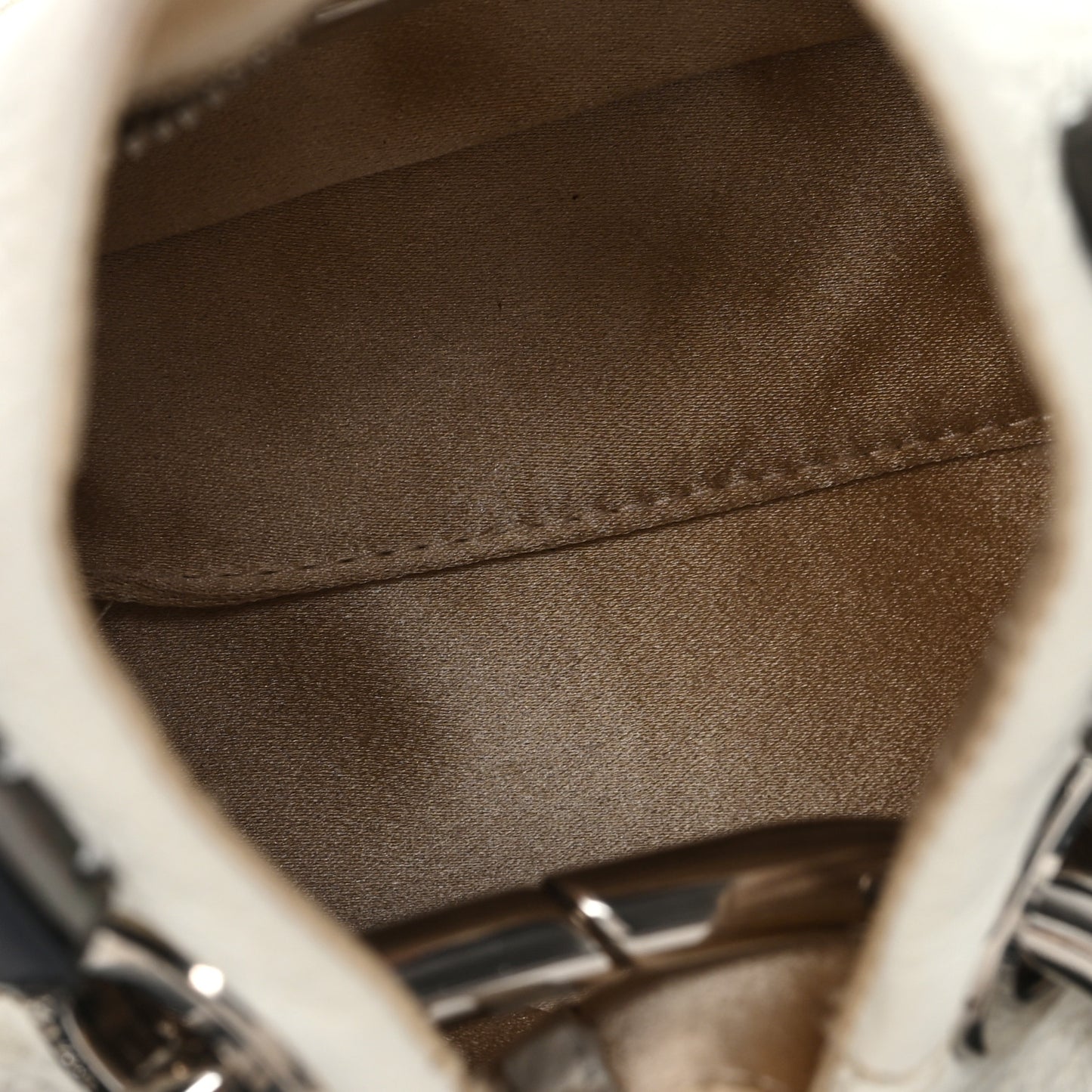 Vitello Daino Crystal Bucket Bag White