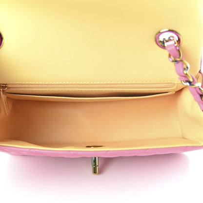 Chanel Lambskin Quilted Mini Rectangular Flap Pink Yellow 5 of 10