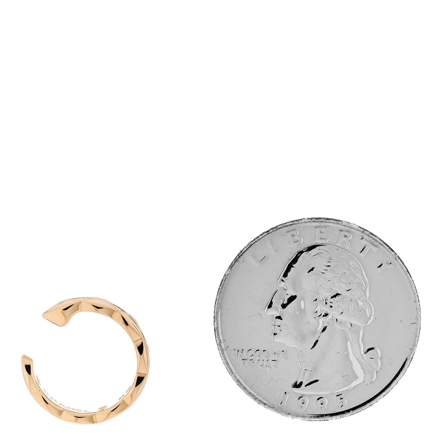 Chanel 18K Yellow Gold Coco Crush Single Ear Cuff Earring 2 of 6