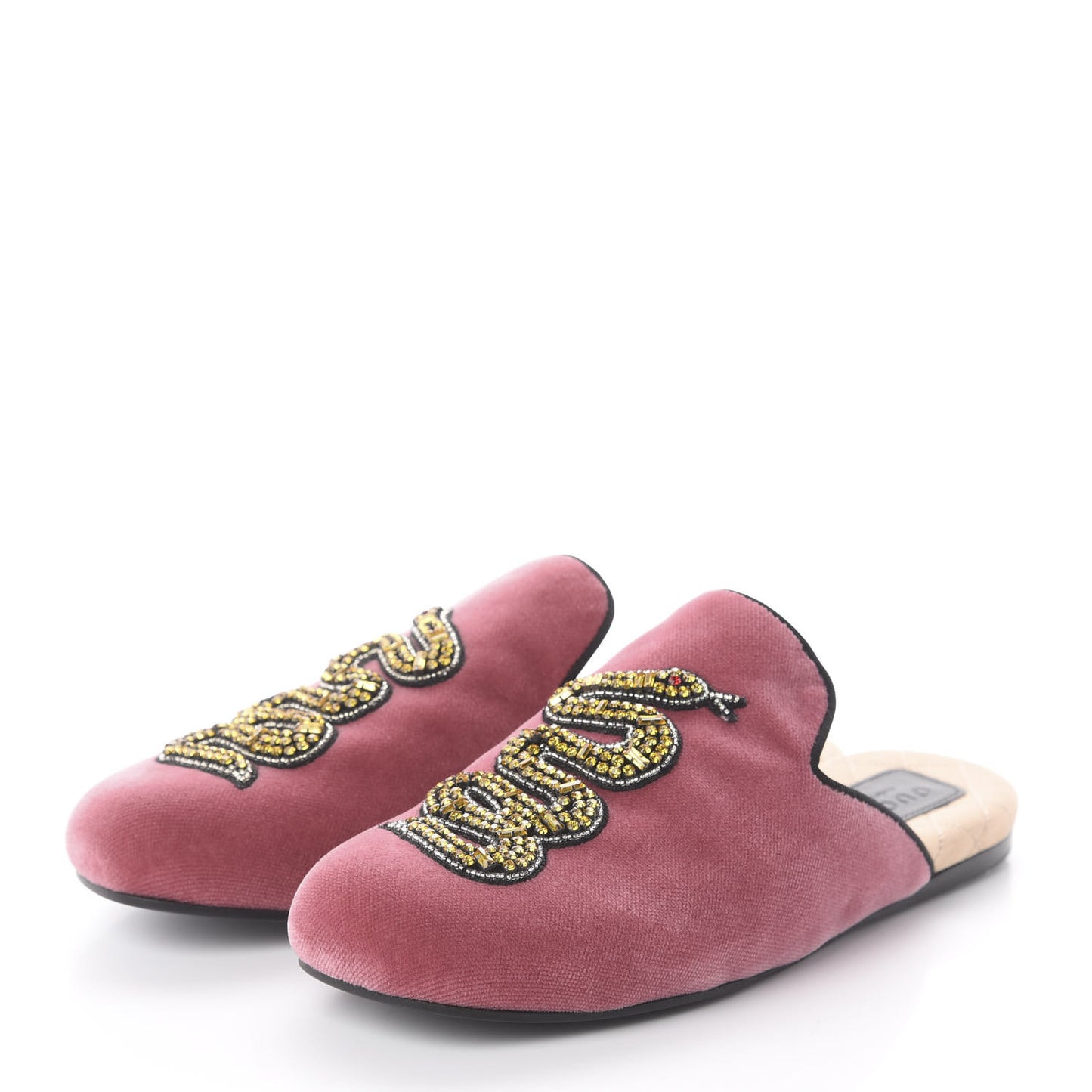 Velvet Embellished Evening Slippers 35 Pink