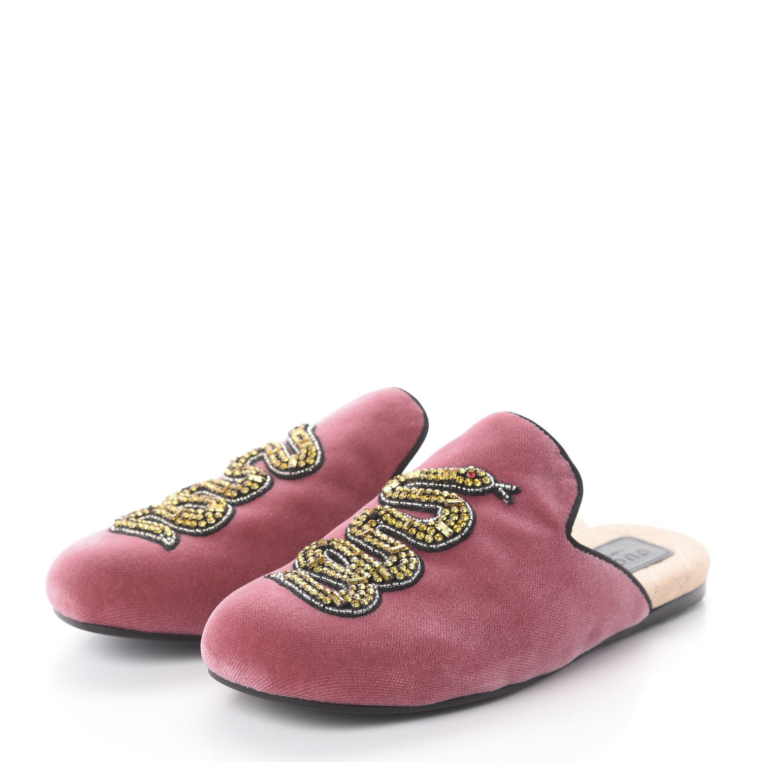 Gucci Velvet Embellished Evening Slippers 35 Pink 2 of 7