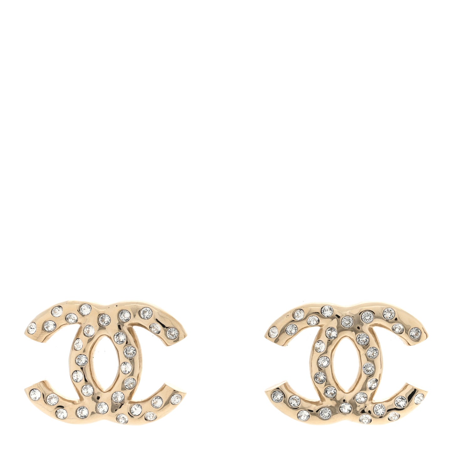 Metal Crystal CC Earrings Gold