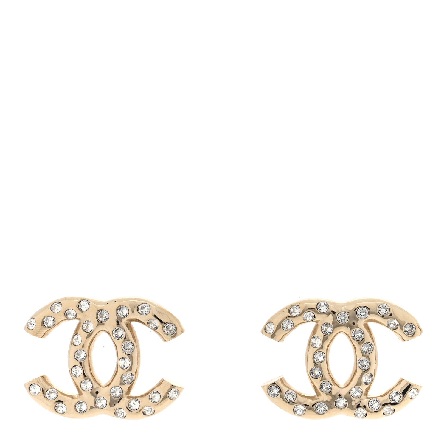 Chanel Metal Crystal CC Earrings Gold 1 of 5